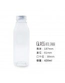 鋁蓋420ml透明玻璃方瓶