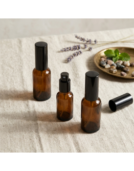 10-100ml 茶色玻璃避光分裝瓶 (三色金屬蓋/噴霧/乳液)