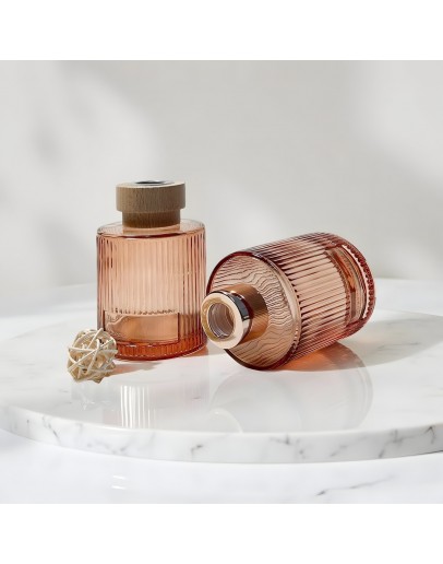 150ml淺棕色豎紋圓柱擴香瓶
