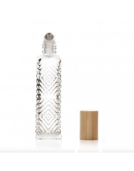 竹木蓋浮雕玻璃滾珠空瓶