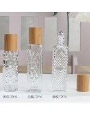 竹木蓋浮雕玻璃滾珠空瓶