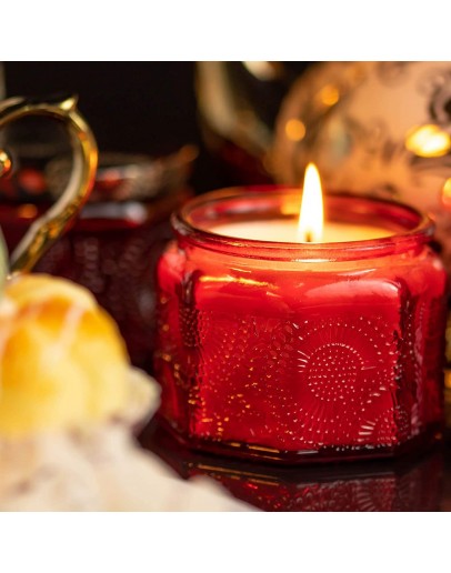 六角香薰蠟燭浮雕玻璃杯120ml