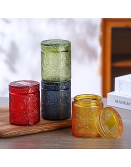 附蓋玻璃收納罐蠟燭空杯