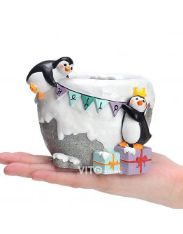 冰雪企鵝派對造型花盆