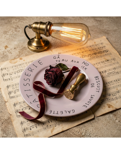 法式手寫風白色圓盤20cm