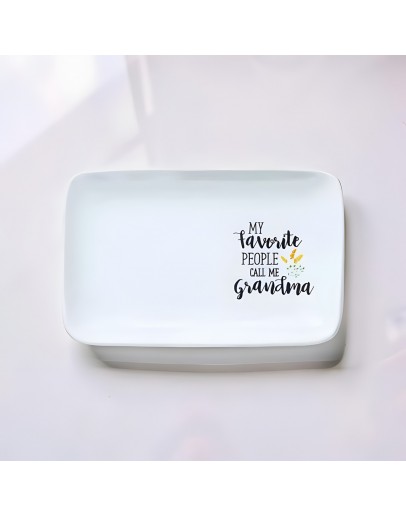 手寫風格白色瓷盤20cm